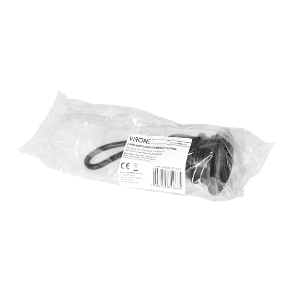 Cord-grip lampholder E27 with flange, black